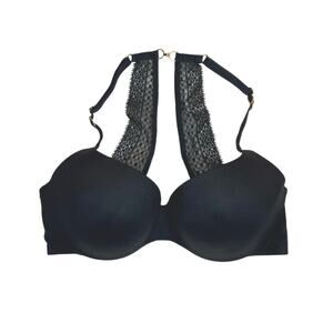 Victoria’s Secret Incredible Lined Demi Bra Black 34C Lace T Back